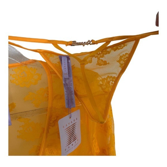 Savage Fenty NWT  Strap Up Long-Sleeve Lace Slip‎ Set with Panties Sz S - Picture 6 of 6